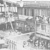...si racconta che in occasione di un viaggio d�affari in Francia egli rimase affascinato dalle baracche di legno sul mare che permettevano un facile ingresso in acqua. Cos� una volta rientrato a Torre Pelosa decise di costruirne una uguale, battezzandola �Piccola Nizza�